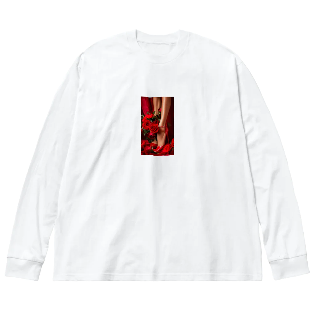 ニゴ猫　shopのred Rose heel  Big Long Sleeve T-Shirt