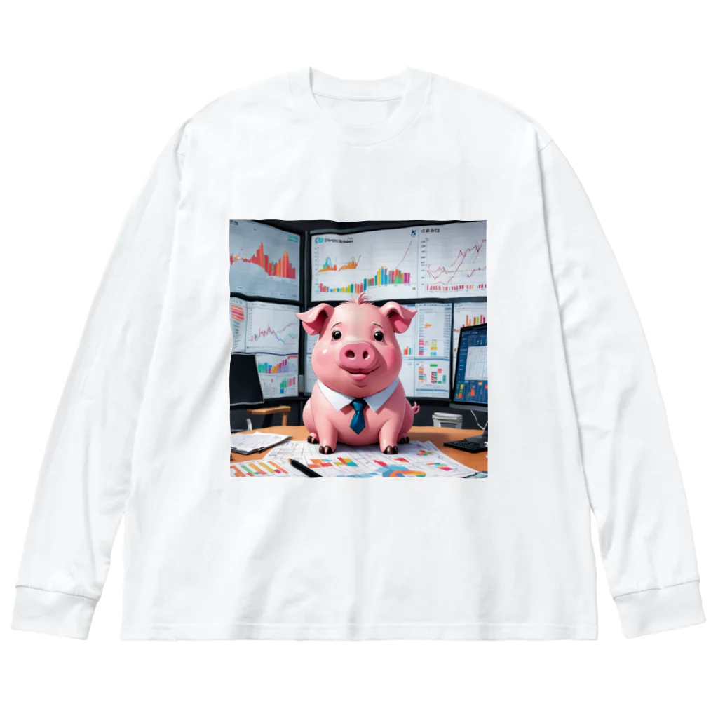 MTHの会社の財務状況を分析するミニブタ Big Long Sleeve T-Shirt