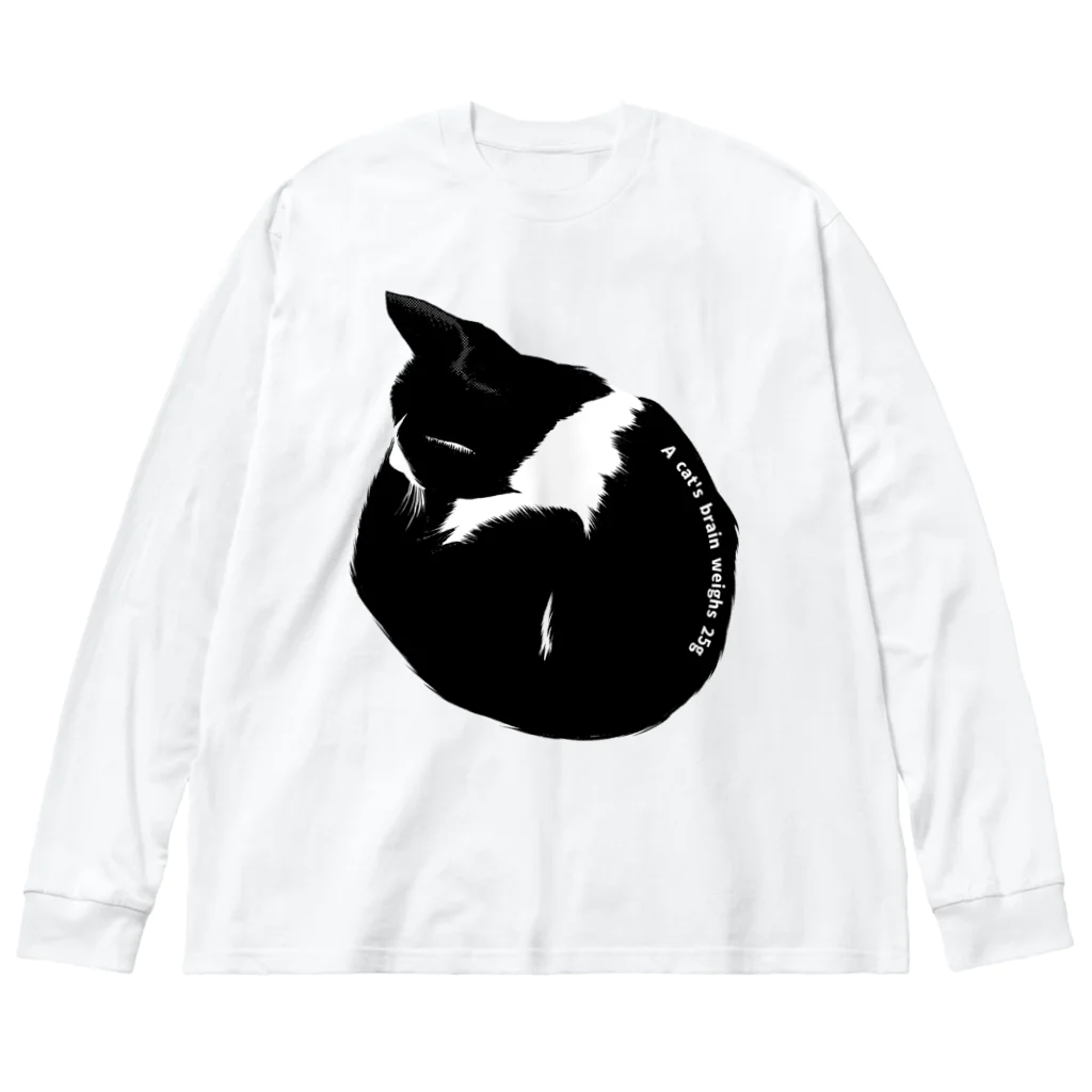 シギサワカ屋（仮）のA cat's brain weighs 25g ビッグシルエットロングスリーブTシャツ