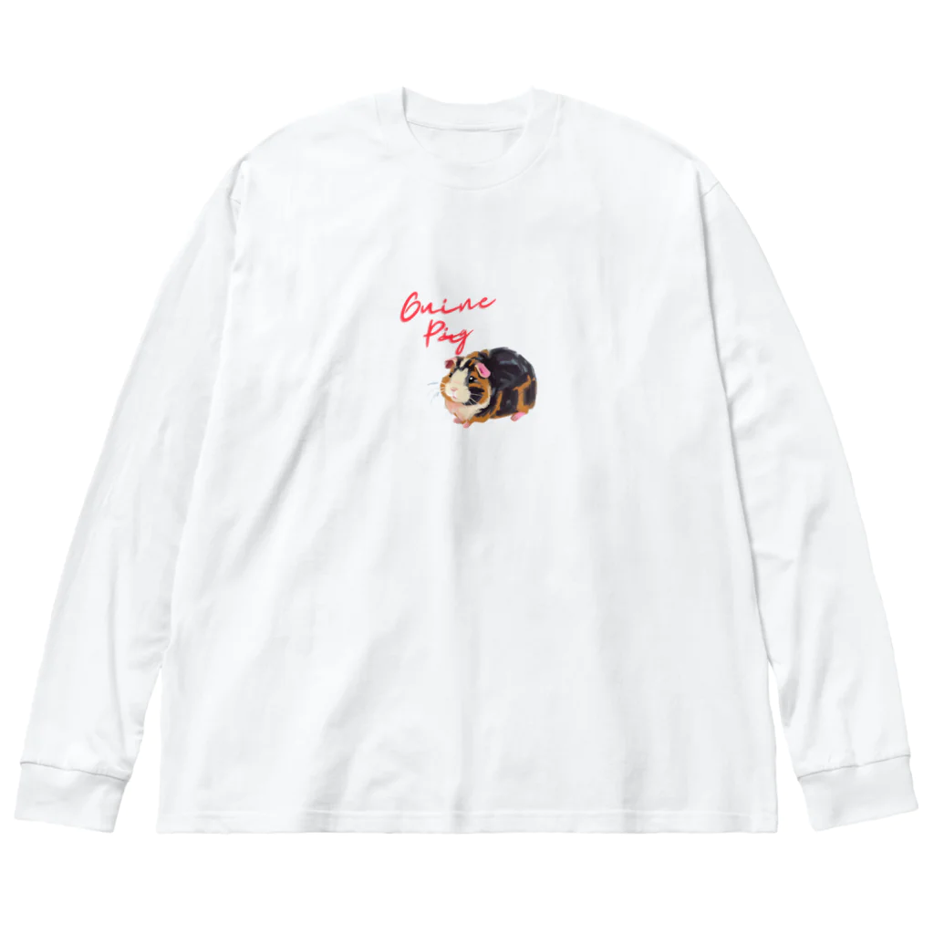 OKameMolꕤ︎︎オカメモルの油絵風「GuineaPig」三毛モルモット ビッグシルエットロングスリーブTシャツ