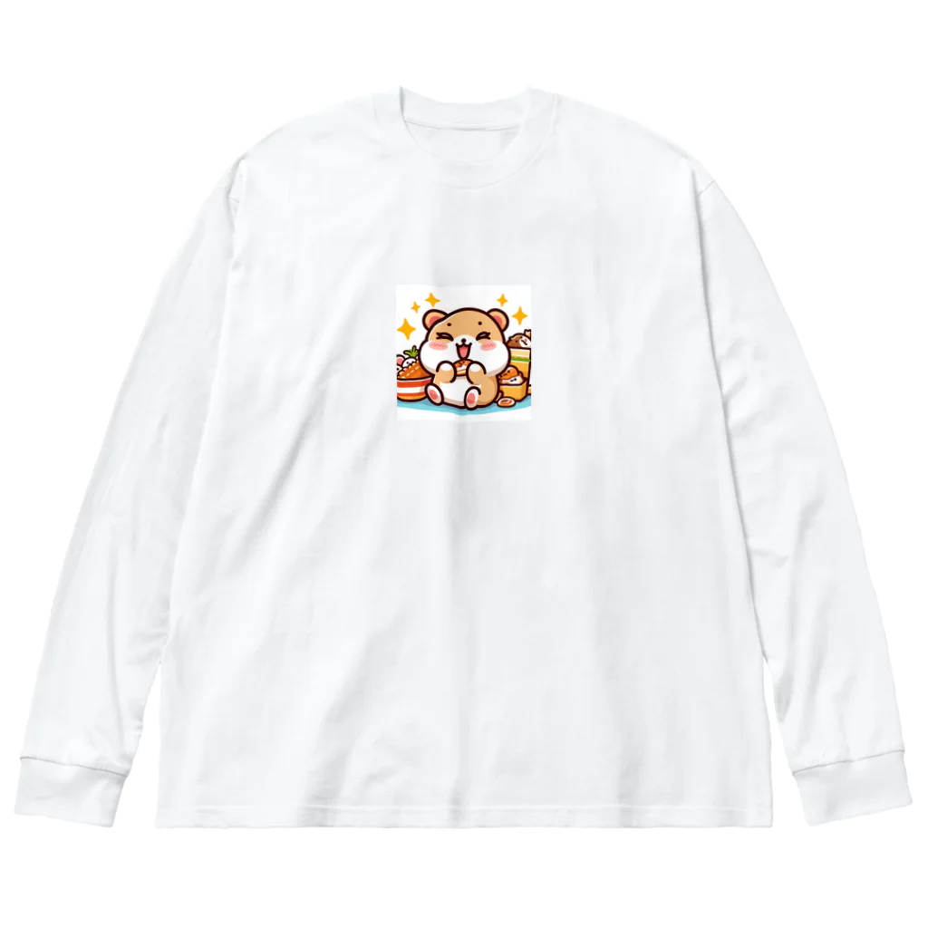 iota01の食欲旺盛なかわいいハムスター ビッグシルエットロングスリーブTシャツ