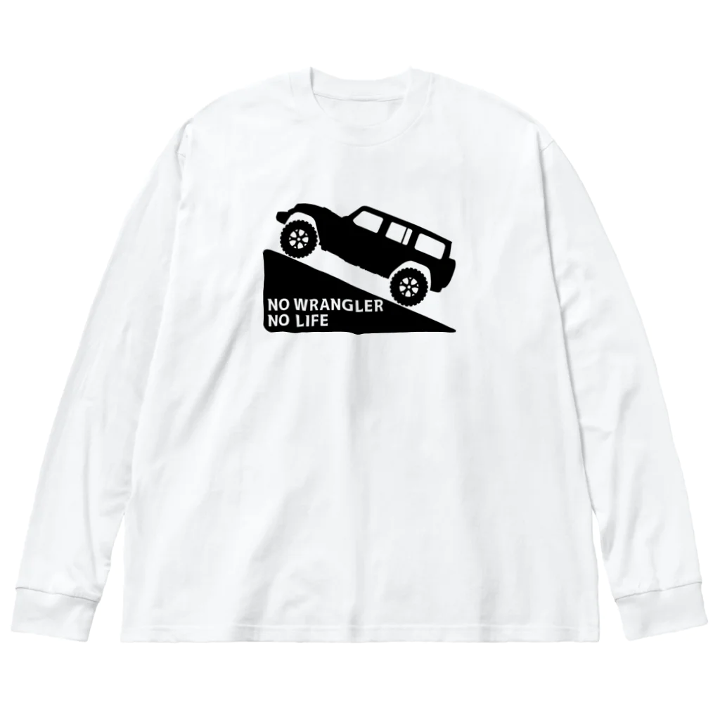 QUQU_WORKSのノーラングラーノーライフ 登坂デザイン ジープ ブラック Big Long Sleeve T-Shirt