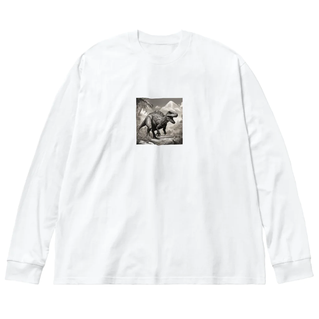 konyuの白黒恐竜 ビッグシルエットロングスリーブTシャツ