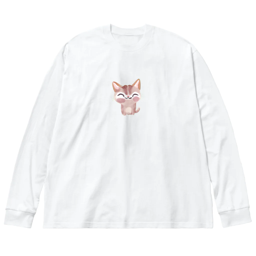 青黒黄色の猫の癒し Big Long Sleeve T-Shirt