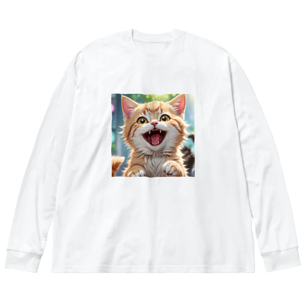 f-koroのかわいい笑顔がたまらない子猫 ビッグシルエットロングスリーブTシャツ