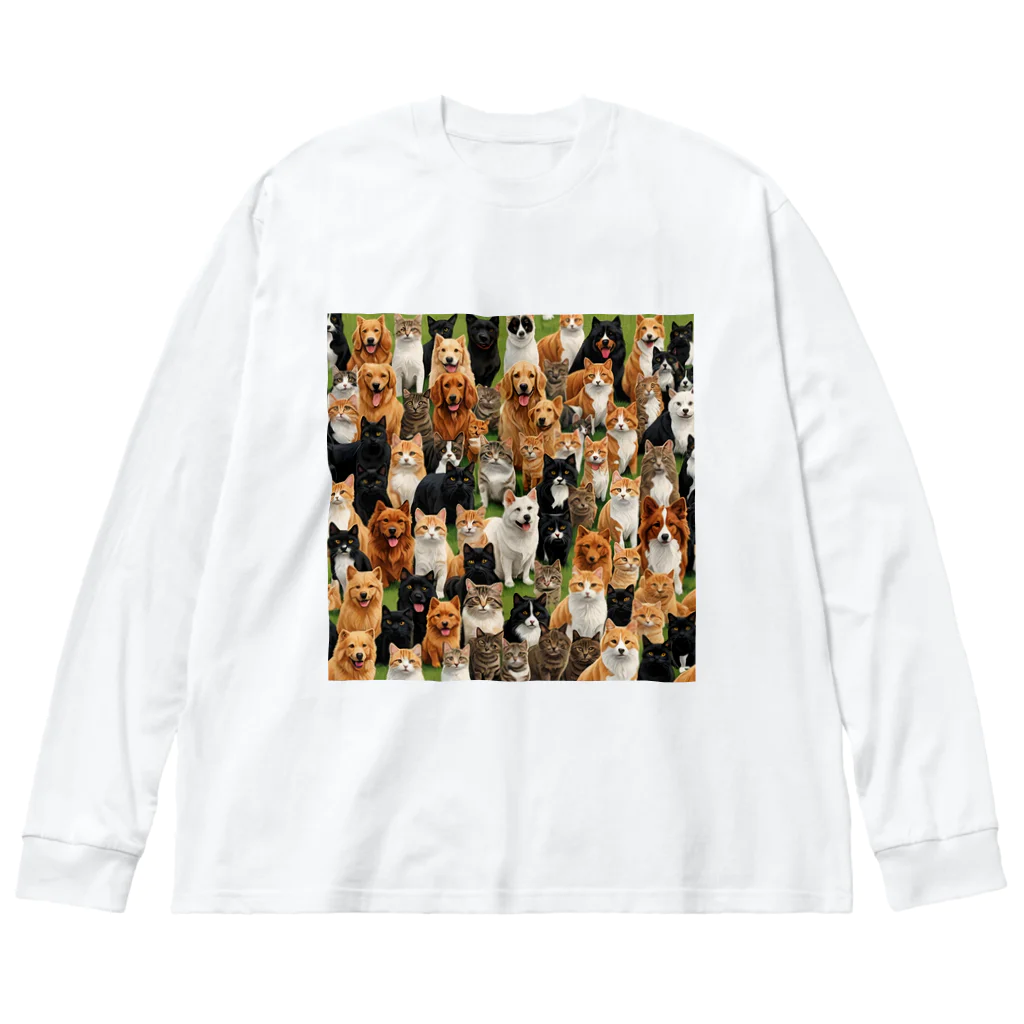 CHIKUSHOの犬と猫 Big Long Sleeve T-Shirt