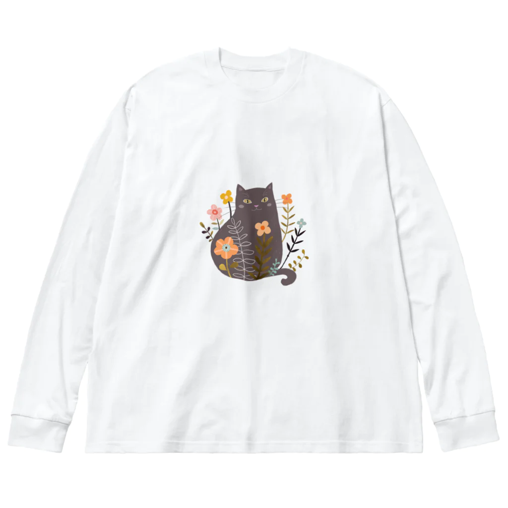 ふくむぎやのにゃんばな ビッグシルエットロングスリーブTシャツ