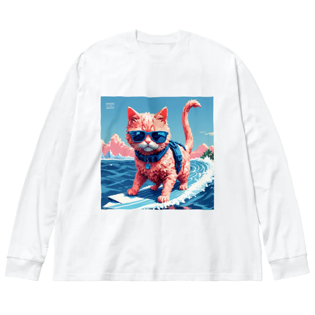 メロンパン猫のサーファーキャット ビッグシルエットロングスリーブTシャツ