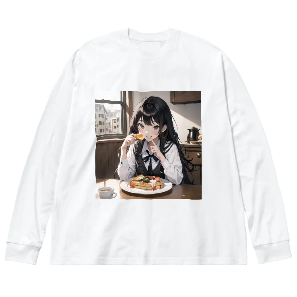 sgt-chikaraの朝食中の女子高生2 ビッグシルエットロングスリーブTシャツ