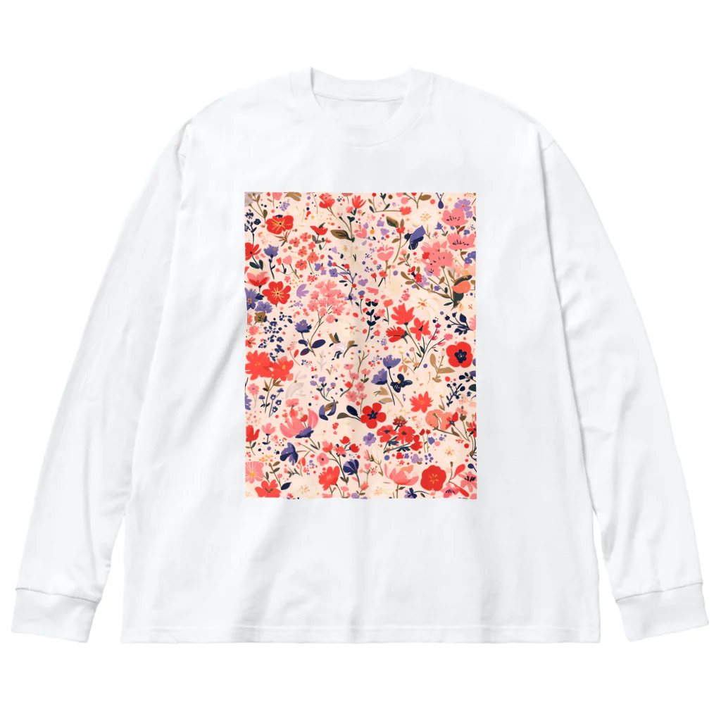 AQUAMETAVERSEの花柄のプリント　なでしこ1478 Big Long Sleeve T-Shirt