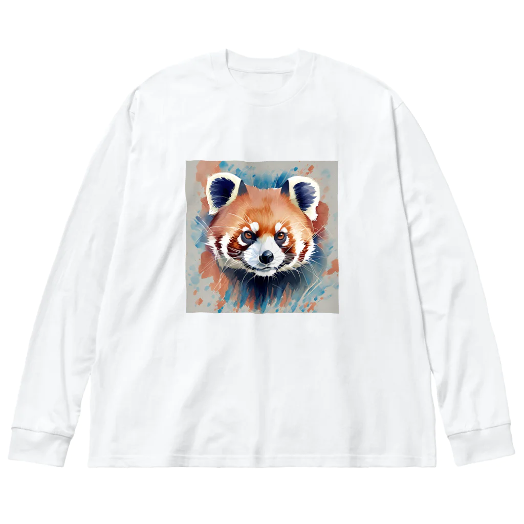 WithRedPandaの水彩風レッサーパンダ ビッグシルエットロングスリーブTシャツ