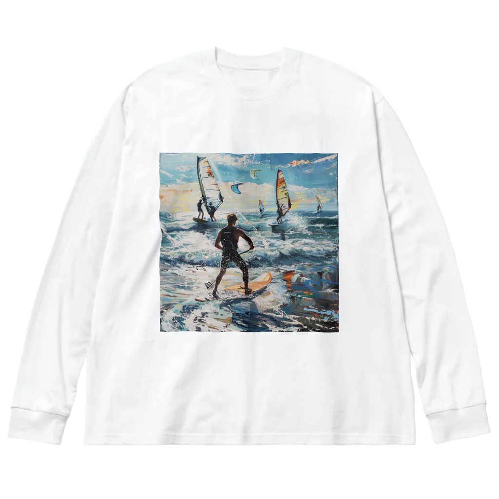 AQUAMETAVERSEのsupとwindsurfingレース　エンジェル717 2065 ビッグシルエットロングスリーブTシャツ