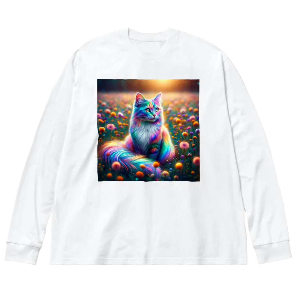 momonekokoの虹色に輝く優雅な猫 Big Long Sleeve T-Shirt