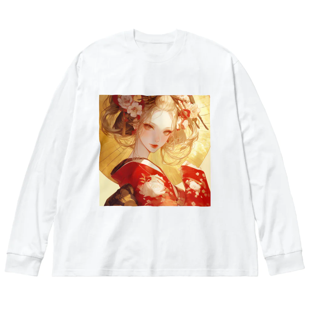 AQUAMETAVERSEの金の光に輝く赤い姫 Marsa 106 ビッグシルエットロングスリーブTシャツ