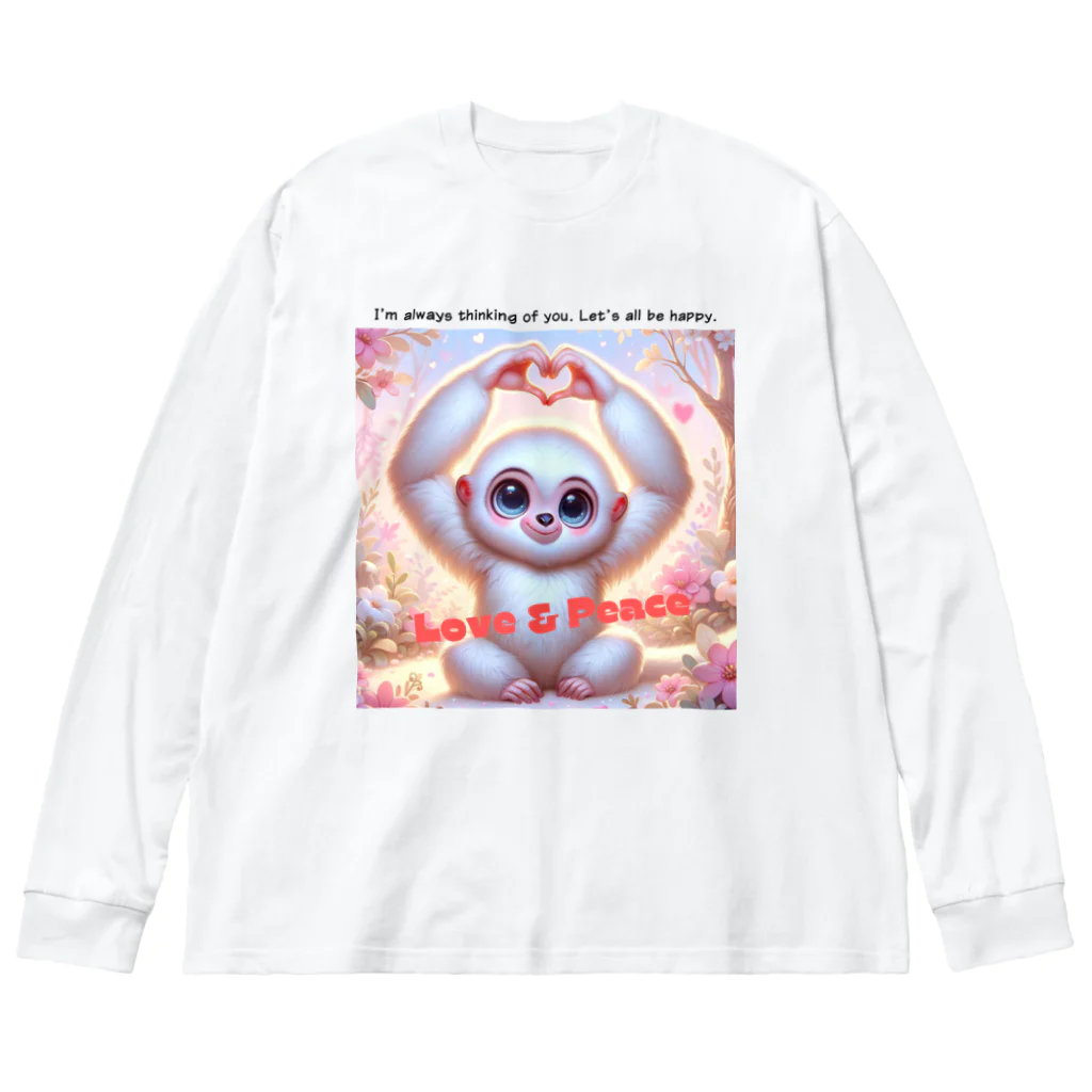 dreamy-designのLOVE&PEACE　シロテナガザルくん ビッグシルエットロングスリーブTシャツ