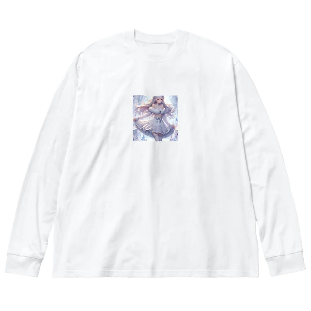 Cartoonのかわいいドレスの女の子 Big Long Sleeve T-Shirt