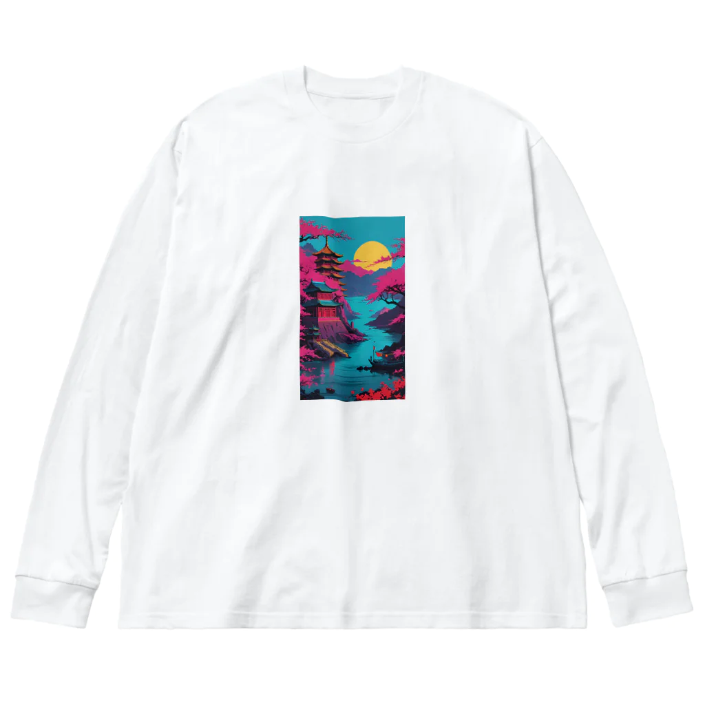 thedarkesthourのアジア　中国　日本　寺院　月夜　プレゼント Big Long Sleeve T-Shirt