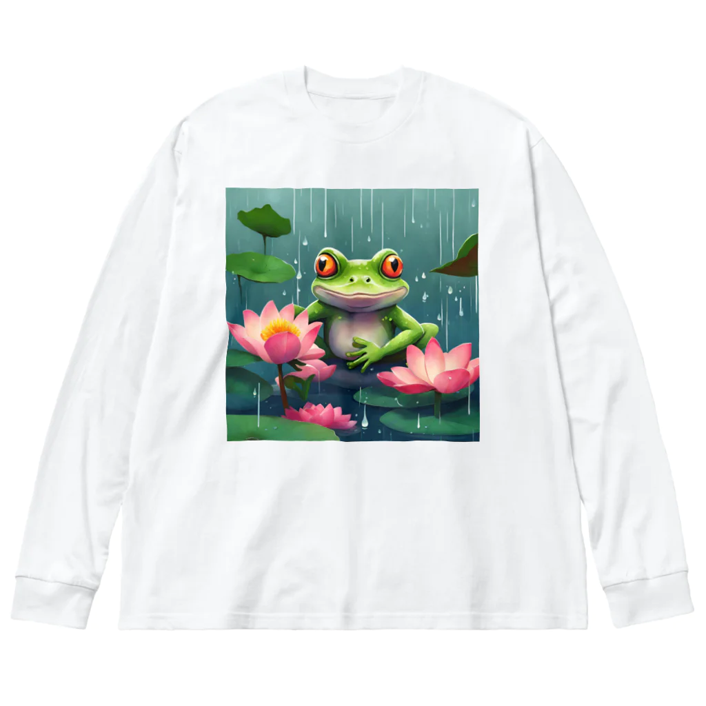 かるるんショップの雨雨フレフレビッシャ濡れだ〜♪ ビッグシルエットロングスリーブTシャツ