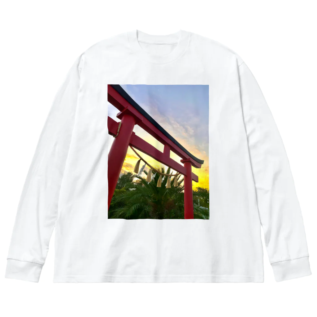 kayuuの夕陽に映える紅色の鳥居 ビッグシルエットロングスリーブTシャツ