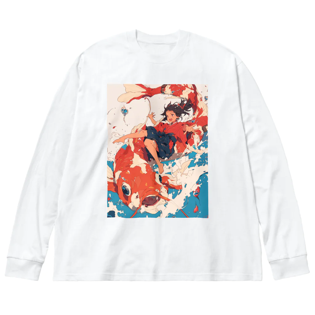 AQUAMETAVERSEの錦鯉と一緒　なでしこ1478 ビッグシルエットロングスリーブTシャツ