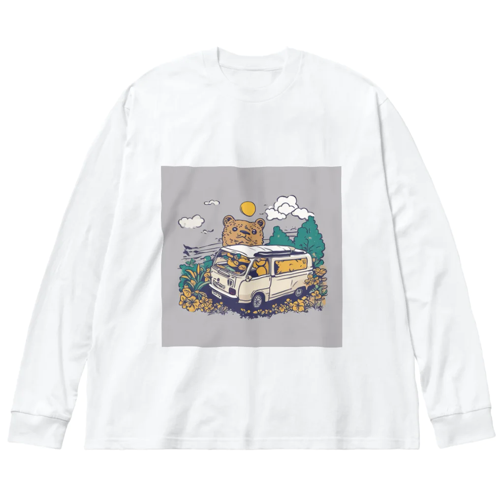 Harunashopの熊が車を運転中 Big Long Sleeve T-Shirt