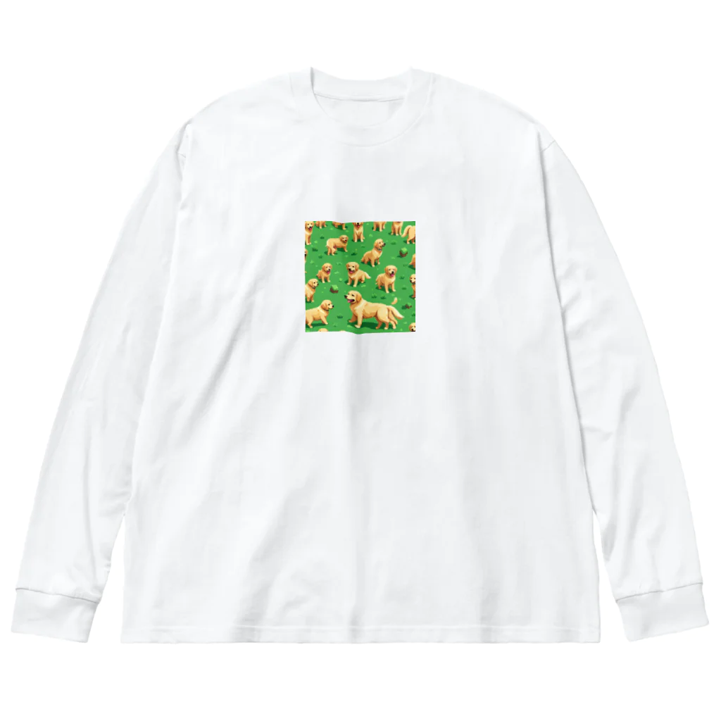 kinnirono-inuのドット絵　たくさんのゴールデンレトリバー２ Big Long Sleeve T-Shirt