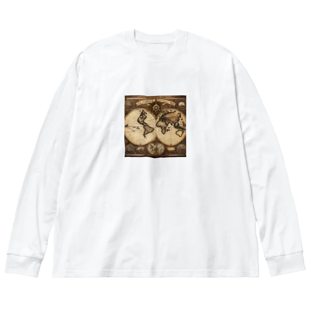 Steampunk Creations屋のスチームパンク世界地図 Big Long Sleeve T-Shirt