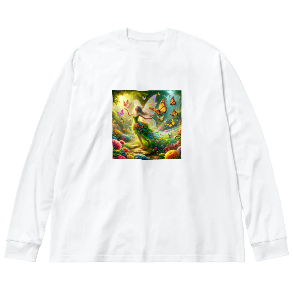 yukie8139の妖精と蝶々 ビッグシルエットロングスリーブTシャツ