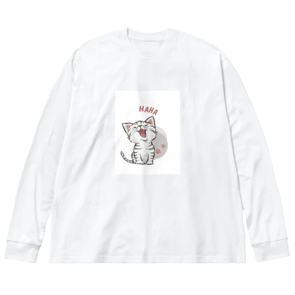 BIGSALEのイラストカワイイ猫 Big Long Sleeve T-Shirt