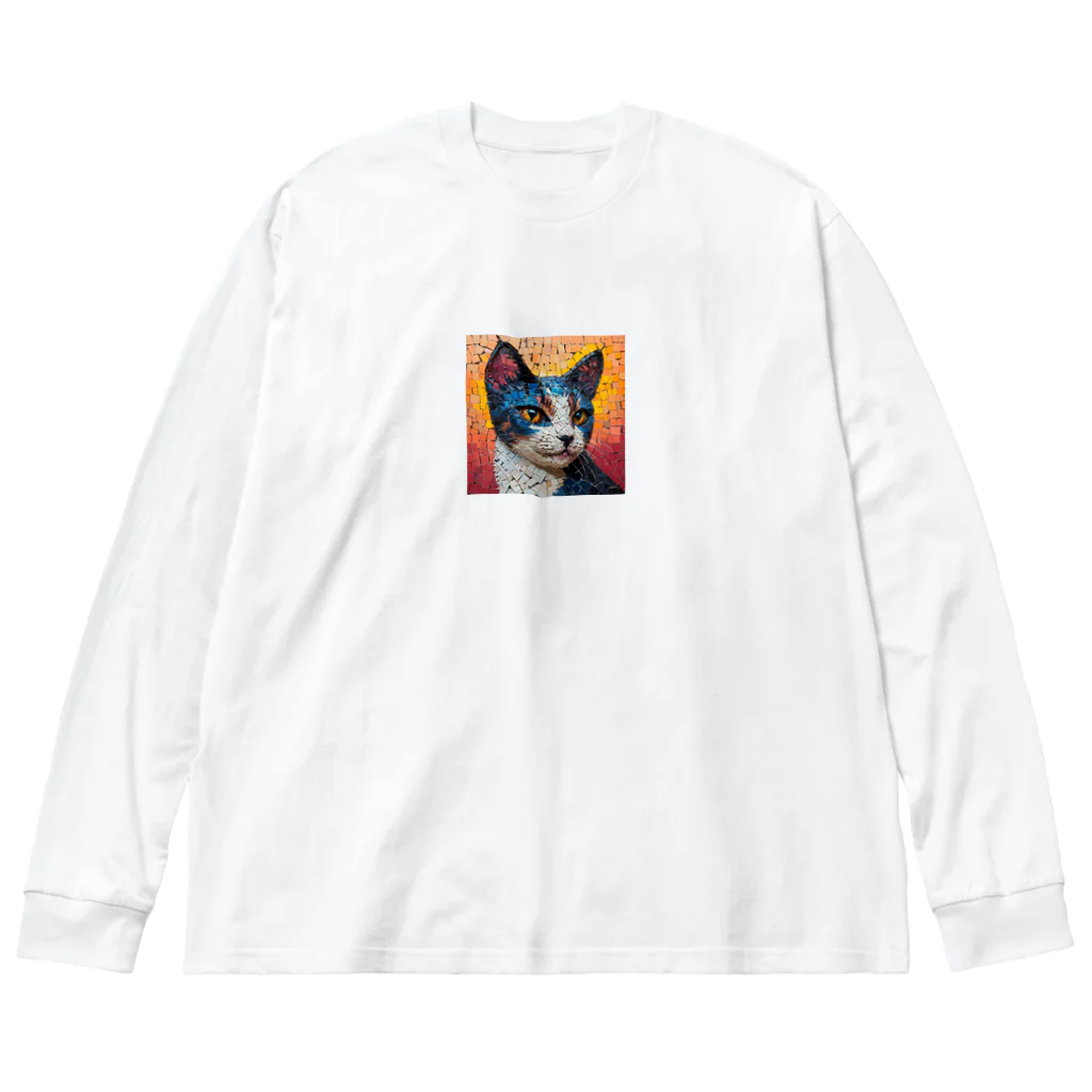 TubuTechのモザイク ブルーキャット Big Long Sleeve T-Shirt