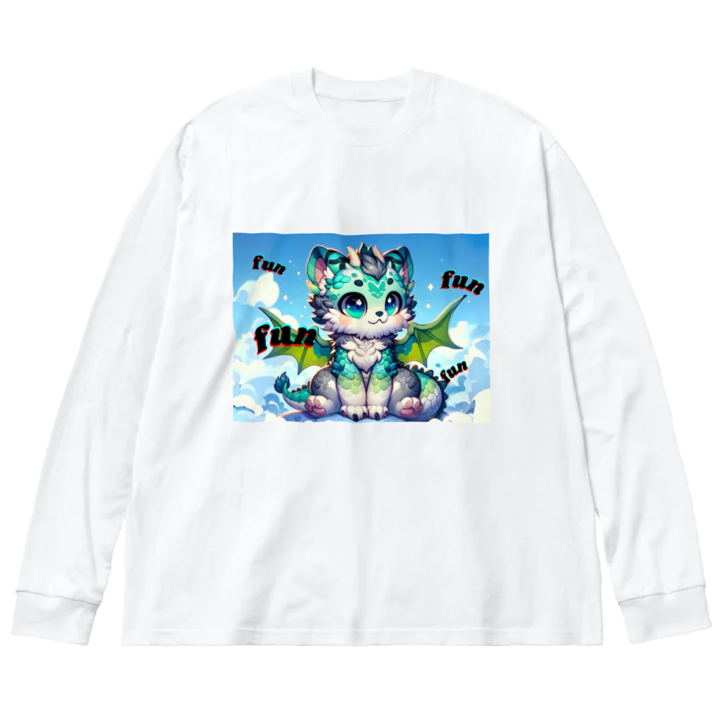 ドラにゃん🐾のグリーンドラニャン  Big Long Sleeve T-Shirt