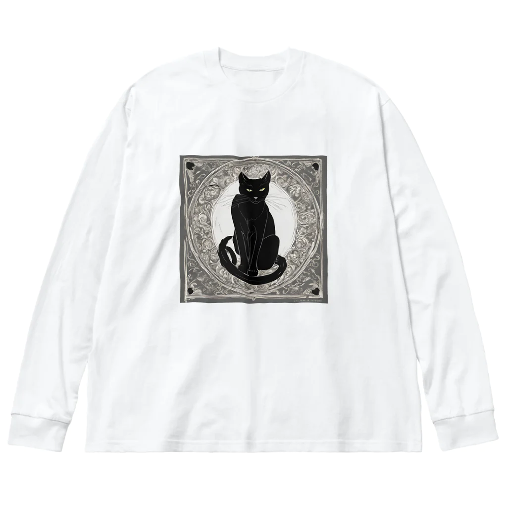 動物デザイングッズの黒猫 Big Long Sleeve T-Shirt