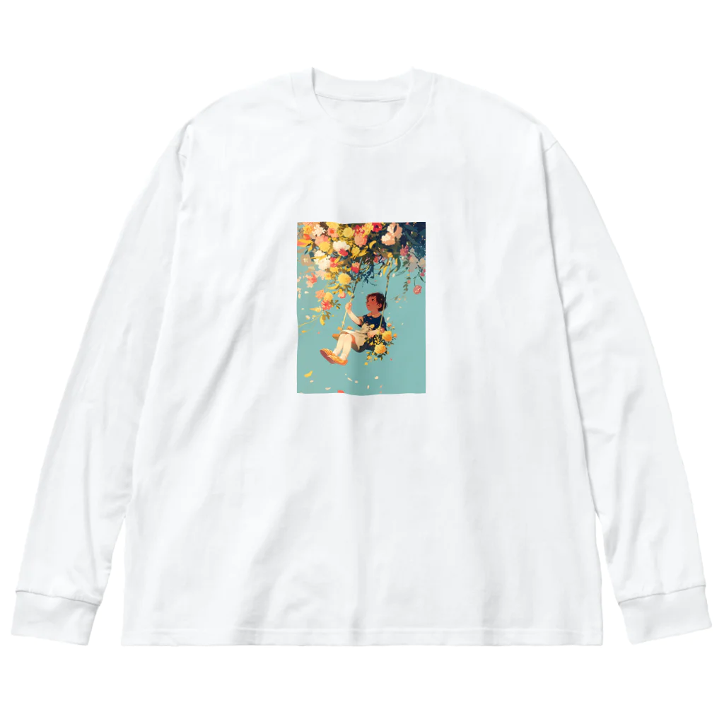 AQUAMETAVERSEの花ブランコに揺られ喜ぶ女の子　ラフルール　1859 Big Long Sleeve T-Shirt