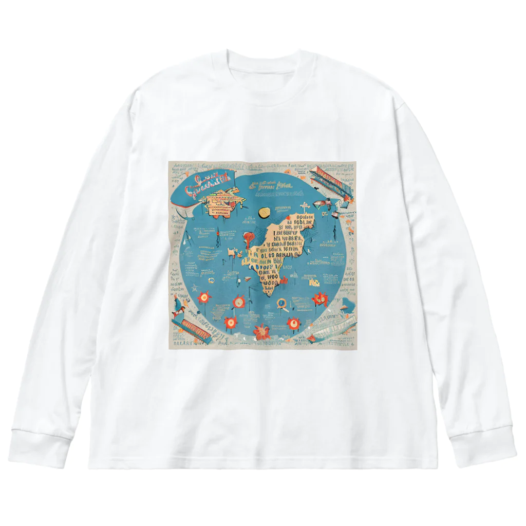 positive_poem05の世界名言地図 ビッグシルエットロングスリーブTシャツ