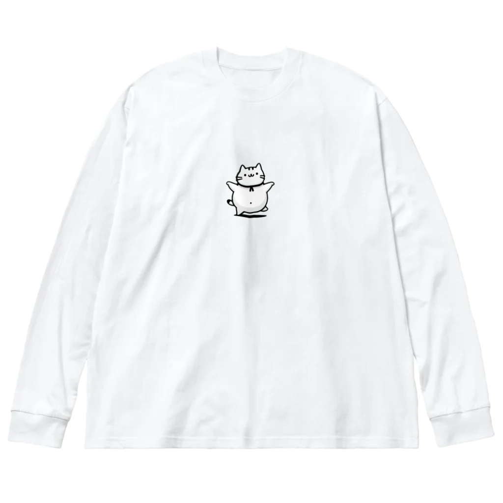 ゆるねこshopのお腹のでてる猫7 ビッグシルエットロングスリーブTシャツ