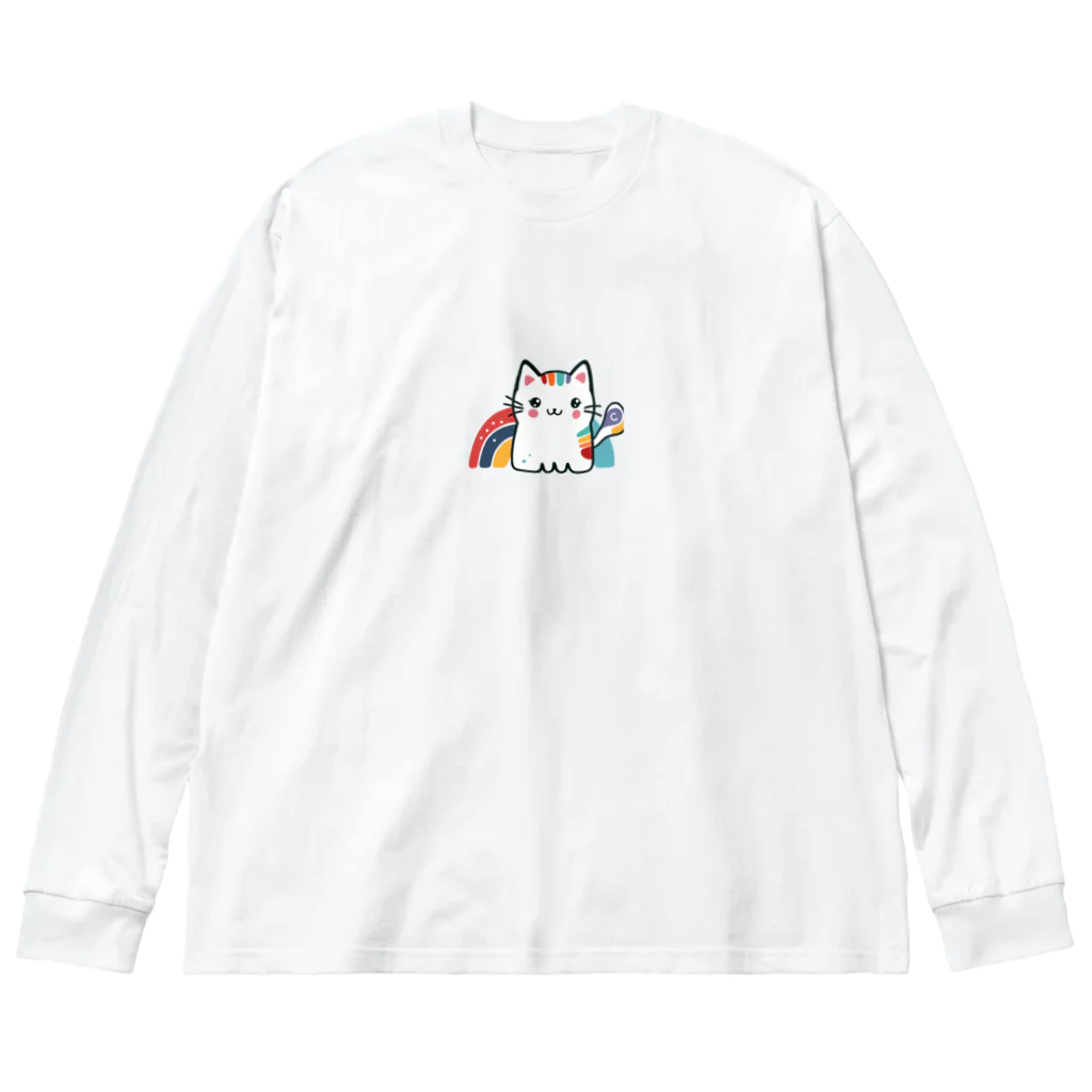 yielanggo007の虹のねこ ビッグシルエットロングスリーブTシャツ