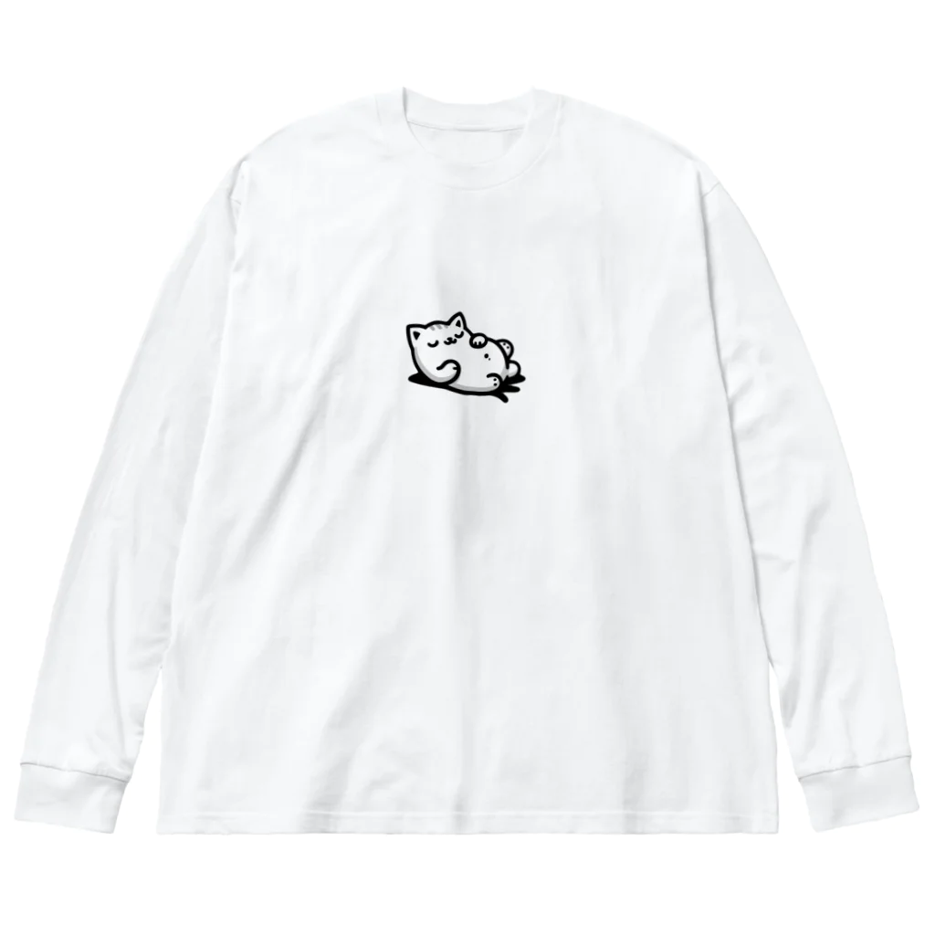 ゆるねこshopのお腹のでてる猫17 ビッグシルエットロングスリーブTシャツ