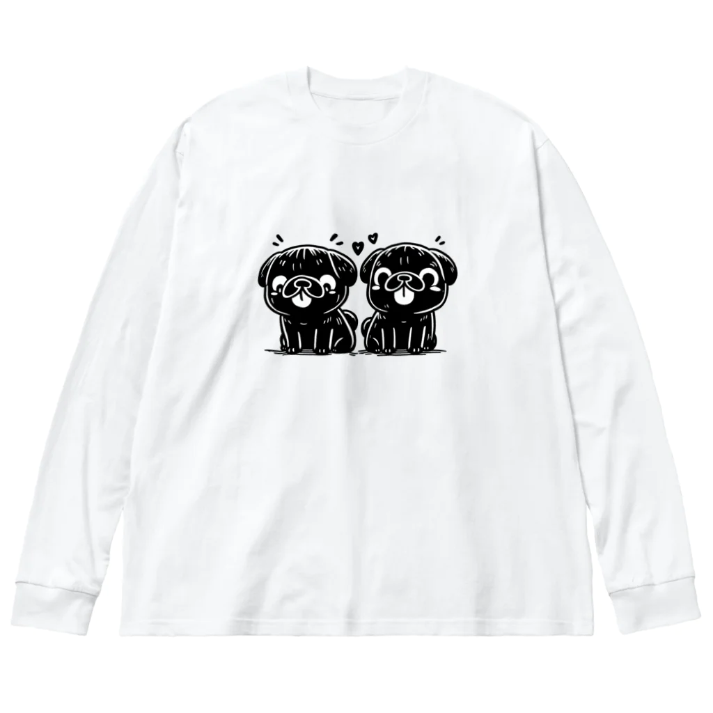 ブヒーズのtwin pug ビッグシルエットロングスリーブTシャツ