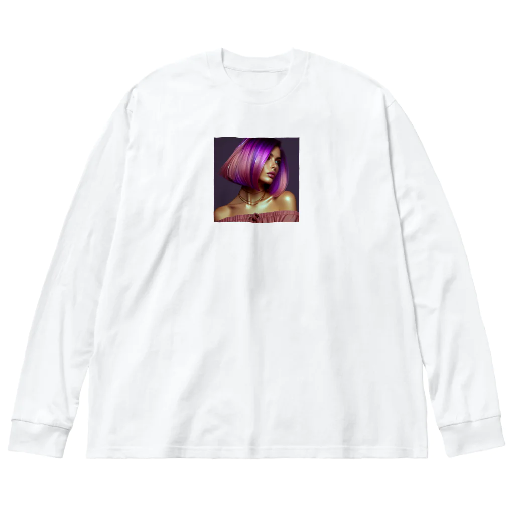 Harukiworksのパープルガール Big Long Sleeve T-Shirt