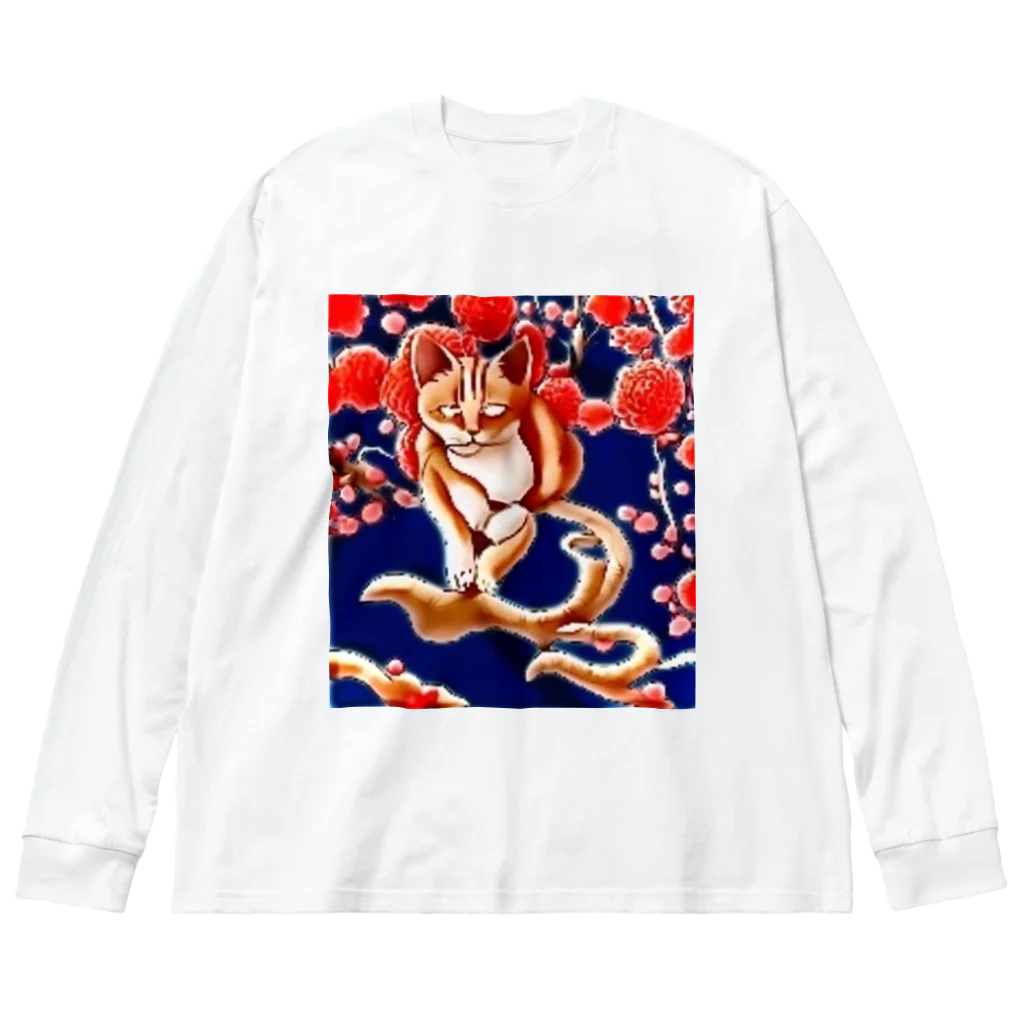 ソルブラインの和風猫｢凡｣ ビッグシルエットロングスリーブTシャツ