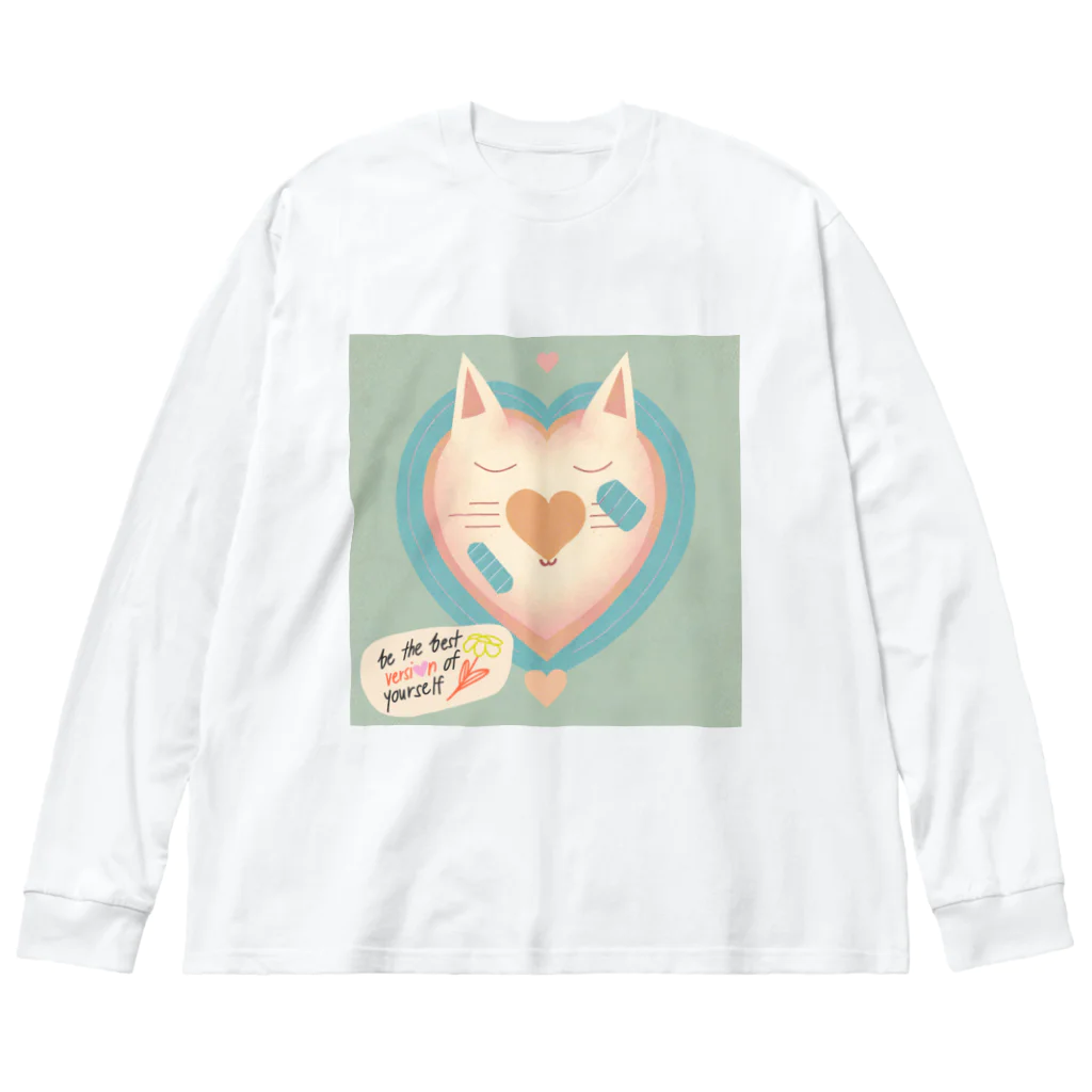 きなこのHappy Lifeの優しいネコ ビッグシルエットロングスリーブTシャツ