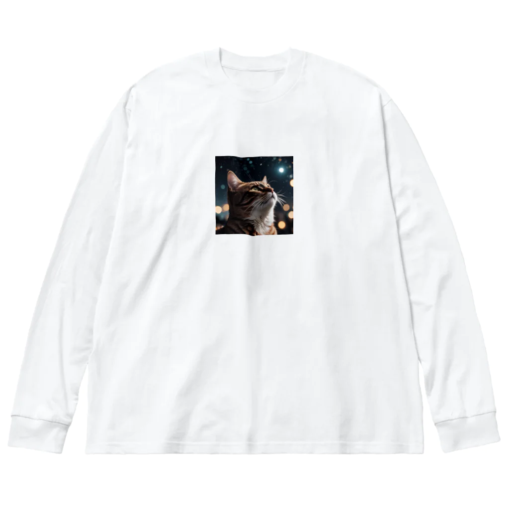 AI Design Labの星を見る猫 Big Long Sleeve T-Shirt