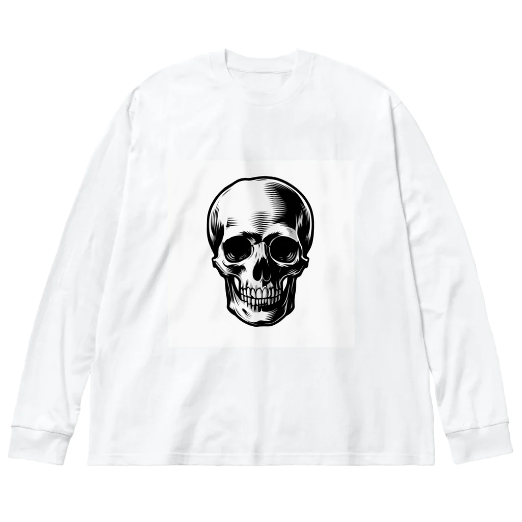 髑髏と骨のシンプルスカル Big Long Sleeve T-Shirt