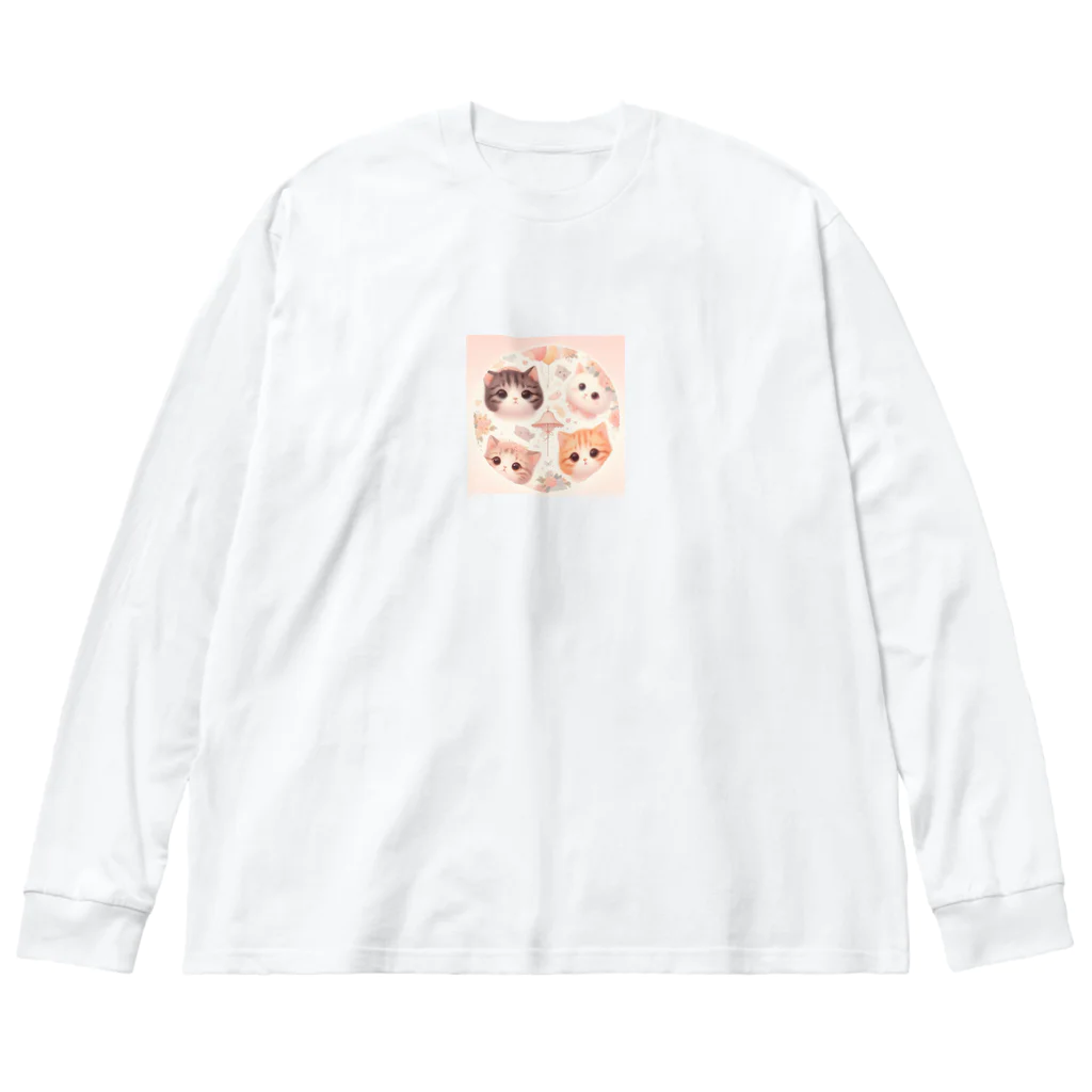 blueショップのかわいい子猫たちに見つめられて ビッグシルエットロングスリーブTシャツ