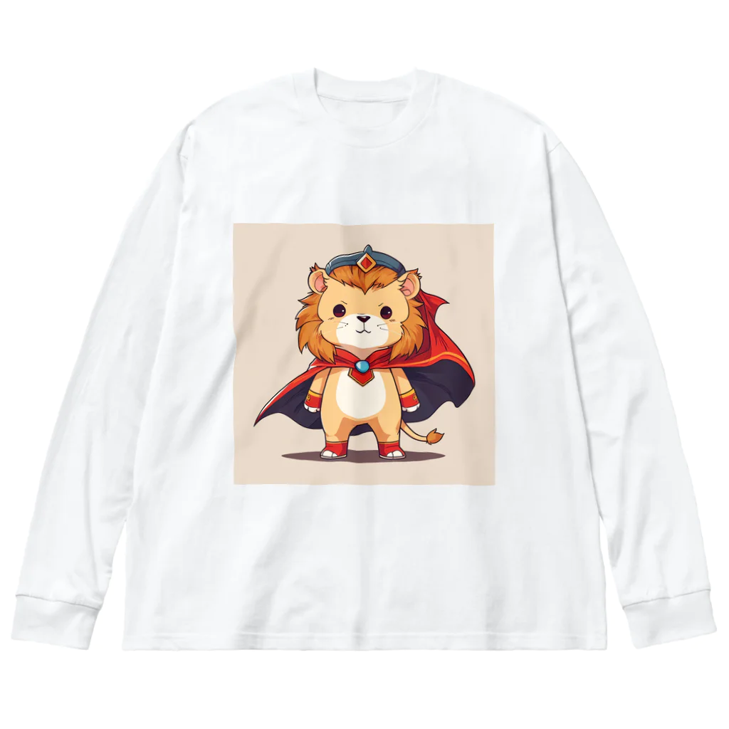 ganeshaのスーパーヒーローのマントを着たかわいいライオン Big Long Sleeve T-Shirt