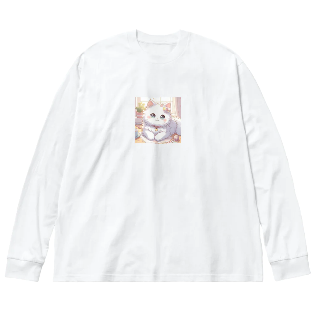 キュート＆クールのアニメ調・キュートな白猫 Big Long Sleeve T-Shirt