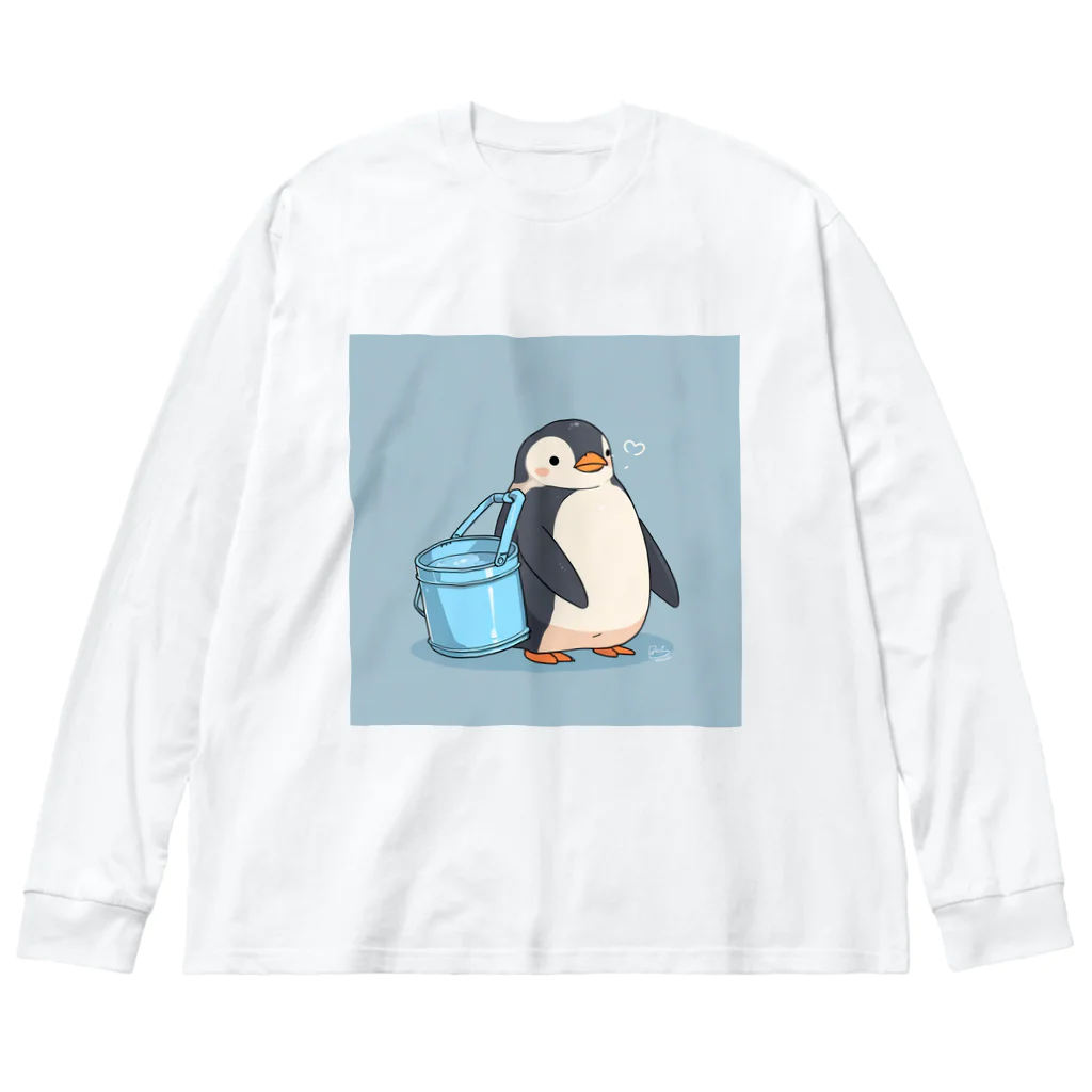 ganeshaのかわいいペンギンとおもちゃのバケツ Big Long Sleeve T-Shirt