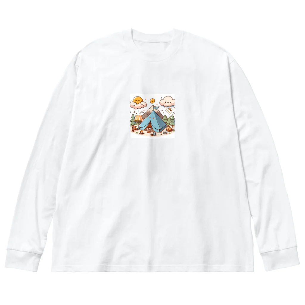 さちキャン(p)@さちcam(p)の青いテントで山キャンプ♪ドキドキ天気♪ ビッグシルエットロングスリーブTシャツ