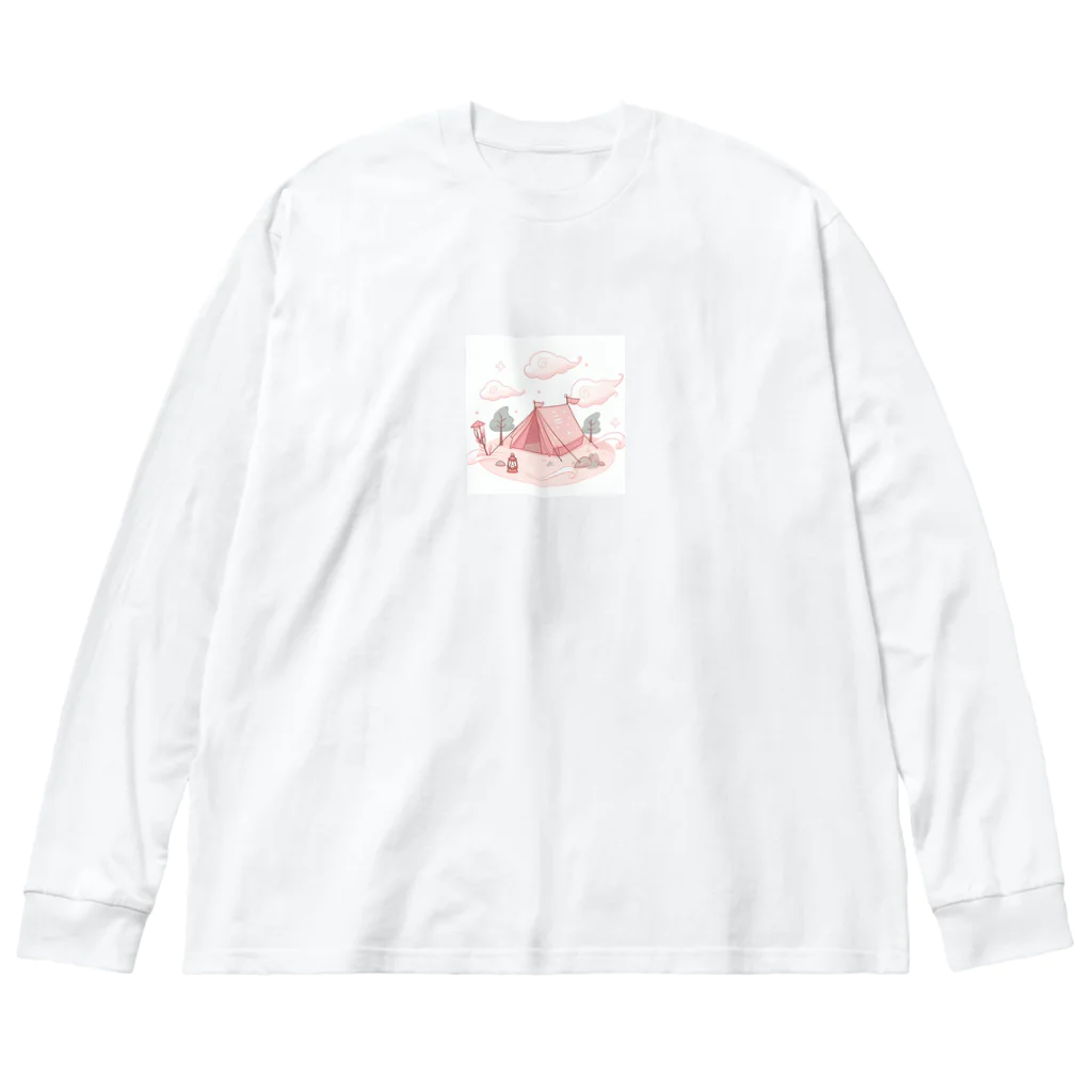 さちキャン(p)@さちcam(p)の山頂でキャンプ　テント　ふわふわピンク ビッグシルエットロングスリーブTシャツ