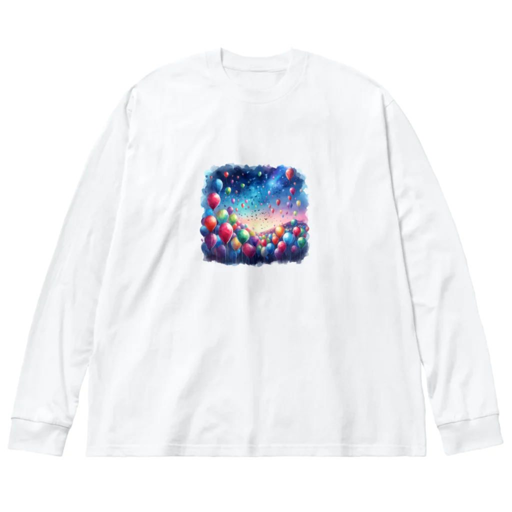 momonekokoのカラフルな風船が浮かぶ風景 Big Long Sleeve T-Shirt